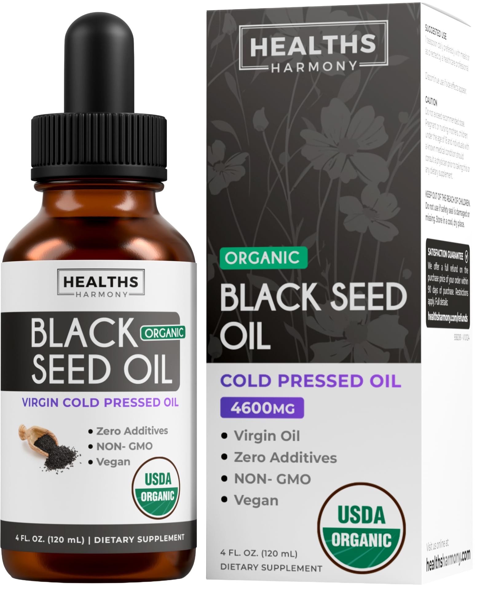 Black Seed Oil - 120 Softgel Capsules Skin Health (Non-GMO & Vegan) Cold-Pressed Nigella Sativa Producing Pure Black Cumin Seed Oil with Vitamin E - 500mg Each, 1000mg Per 2 Capsule Serving