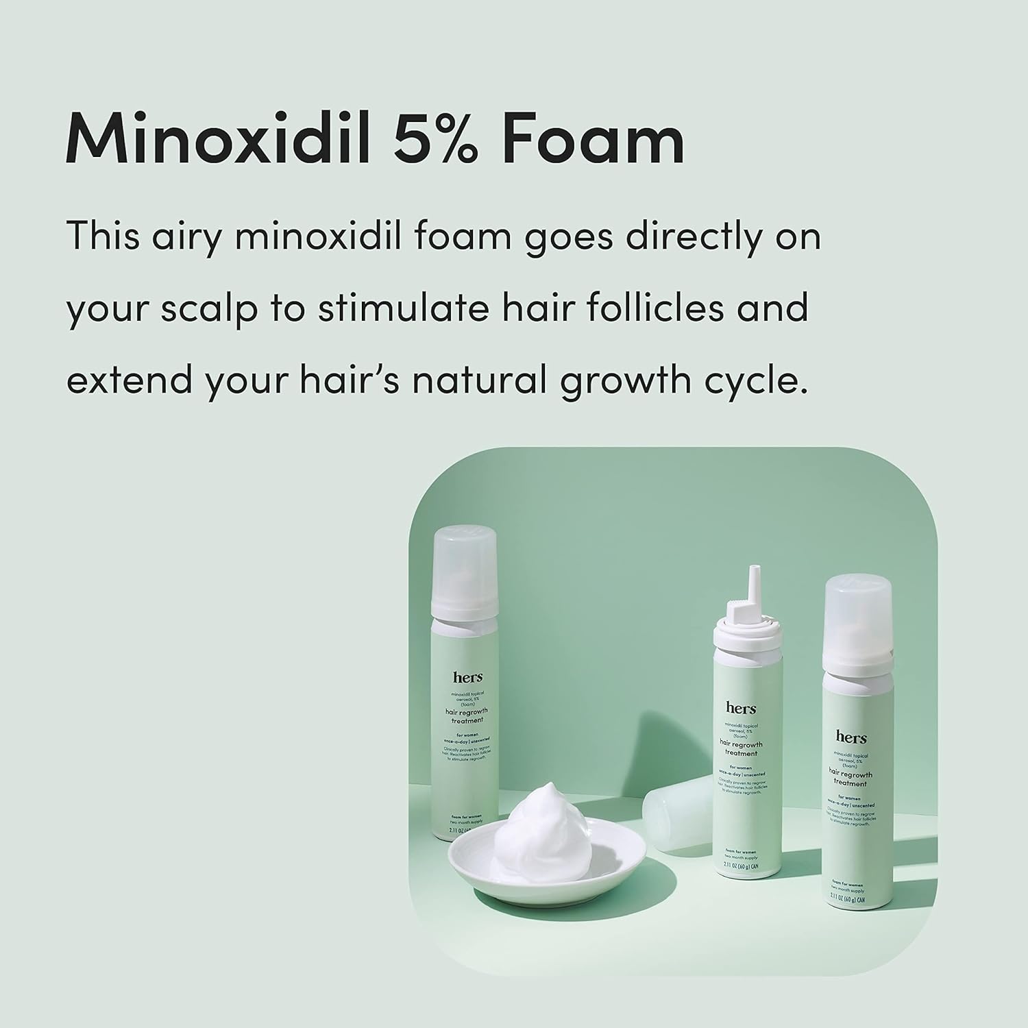 hers Triple Threat Shampoo, Conditioner, & Minoxidil Set - Includes 5% Minoxidil Foam Solution - Hair Thickening & Strengthening Formula - Paraben-Free, Vegan, Color-Safe - 3 Count