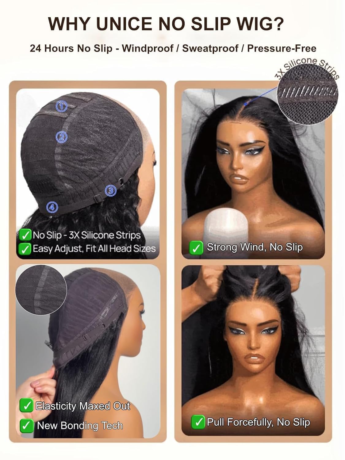 UNICE Bye Bye Slip Water Wave Bob Wig Human Hair, C Side Part 6x4 Glueless Lace Closure Wig, Pre-Plucked & Pre-Cut, 220% Density, Drawstring, Beginner Friendly for Black Women 10 Inch