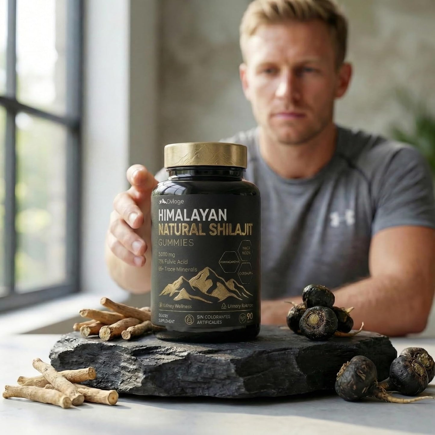 Himalayan Natural Shilajit Gummies, 3000mg for Kidney Support, 75% Fulvic Acid & 85+ Trace Minerals - Ashwagandha, Maca, Gokshura - Natural Energy & Vitality Supplement, 90 Count