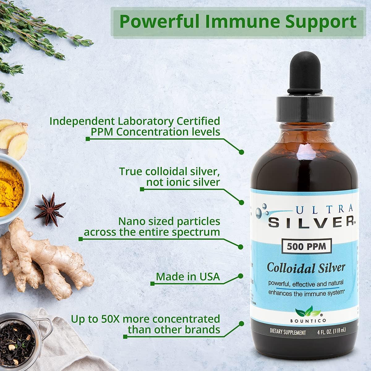 Ultra Silver® Colloidal Silver | 1,000 PPM, 4 Oz (118mL) | Mineral Supplement | True Colloidal Silver - with Dropper