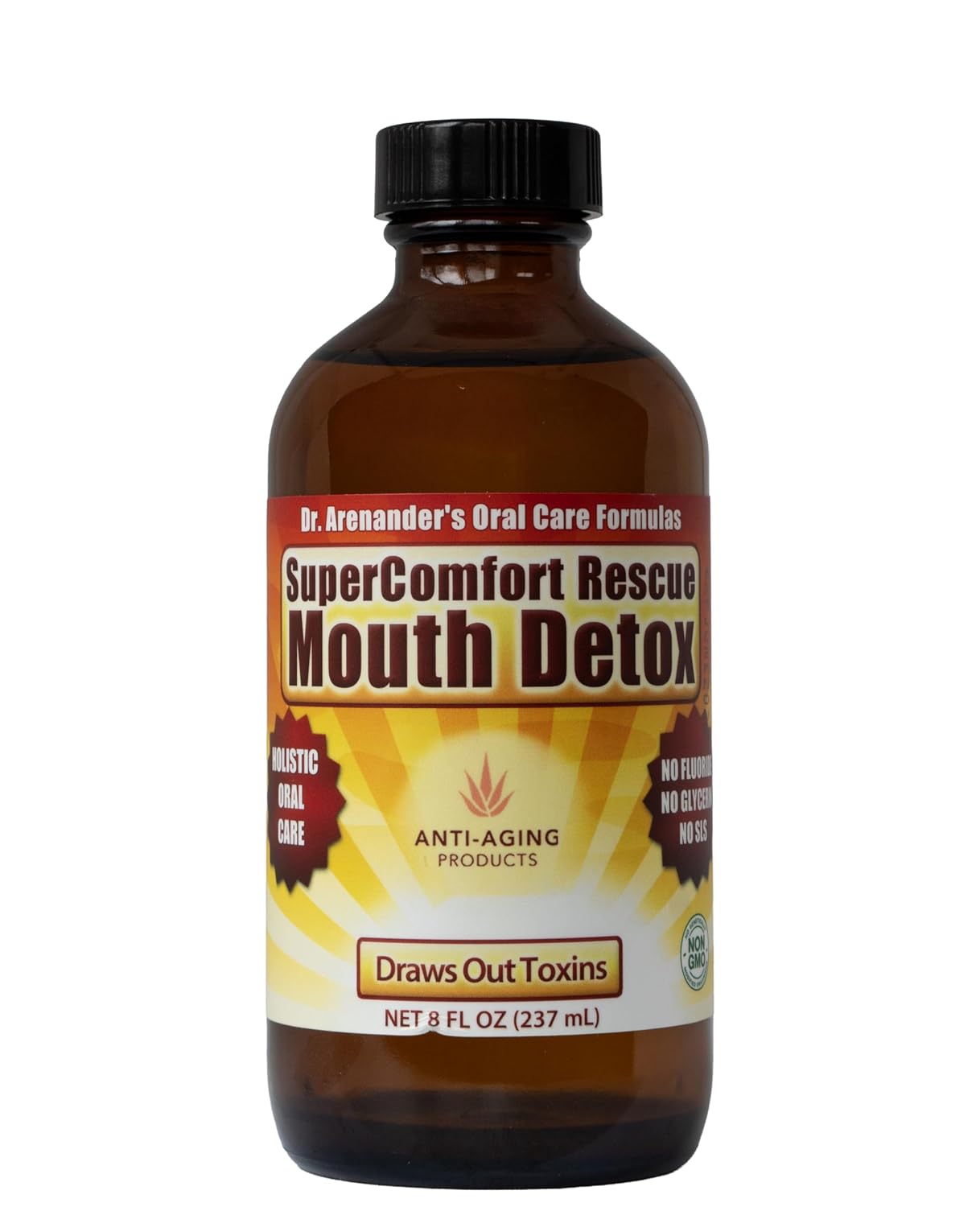 Organic Mouth Detox & Oil Pulling, 8 fl oz Glass Jar, Sesame Oil Blend for Fresh Breath, Gum Comfort & Oral Balance, Ayurvedic Fluoride Free Oral Rinse, Organic, Non-GMO