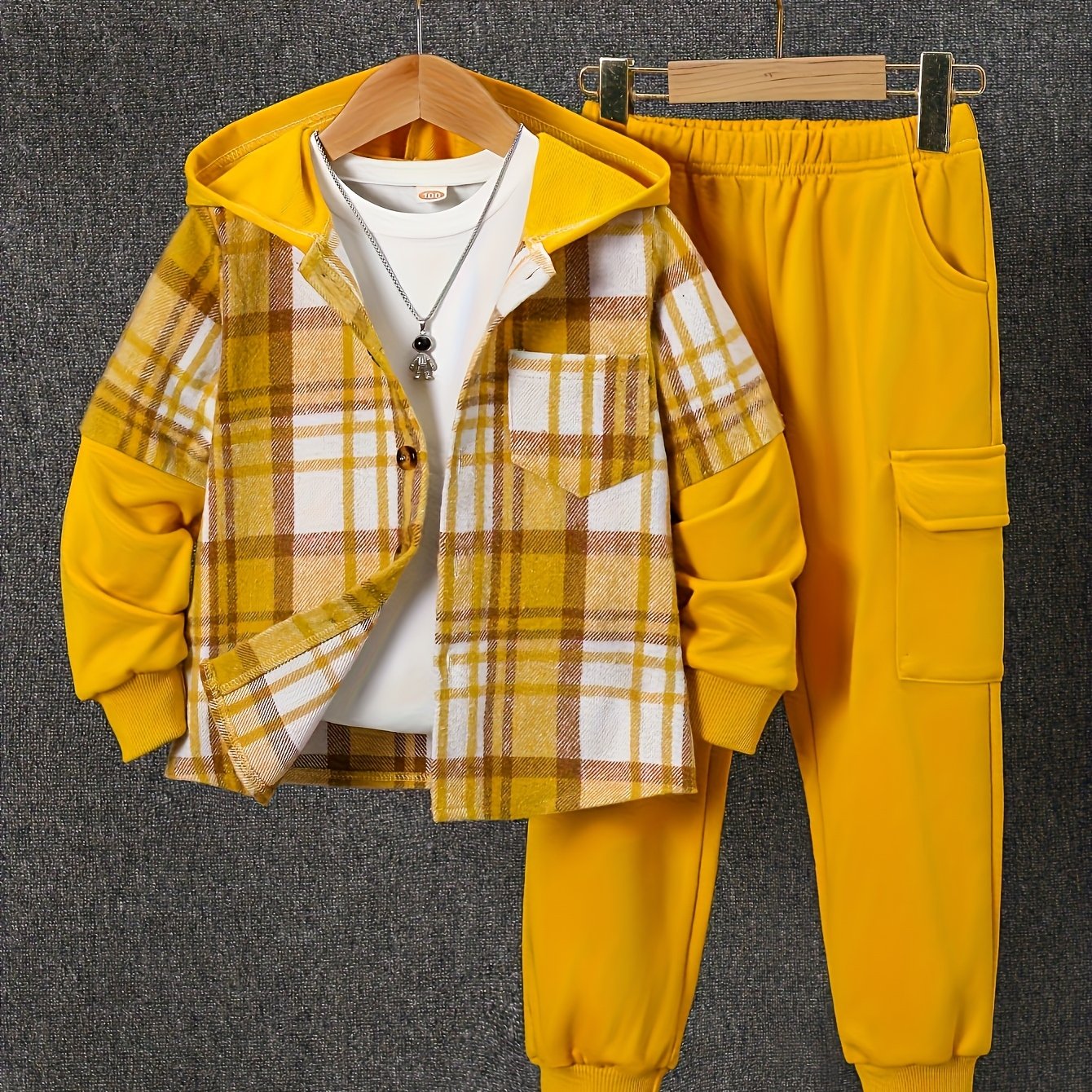 2pcs, Fall And Winter New 'ong-sleeved Plaid Cardigan Suit 'low-Up Hooded Jacket 'ashion Work Pants, Outfits, Cold Weather Clothing, Stylish Outfit, Classic Plaid, Durable Material, Quality Stitching, Twopiece Outfit, ' Cardi