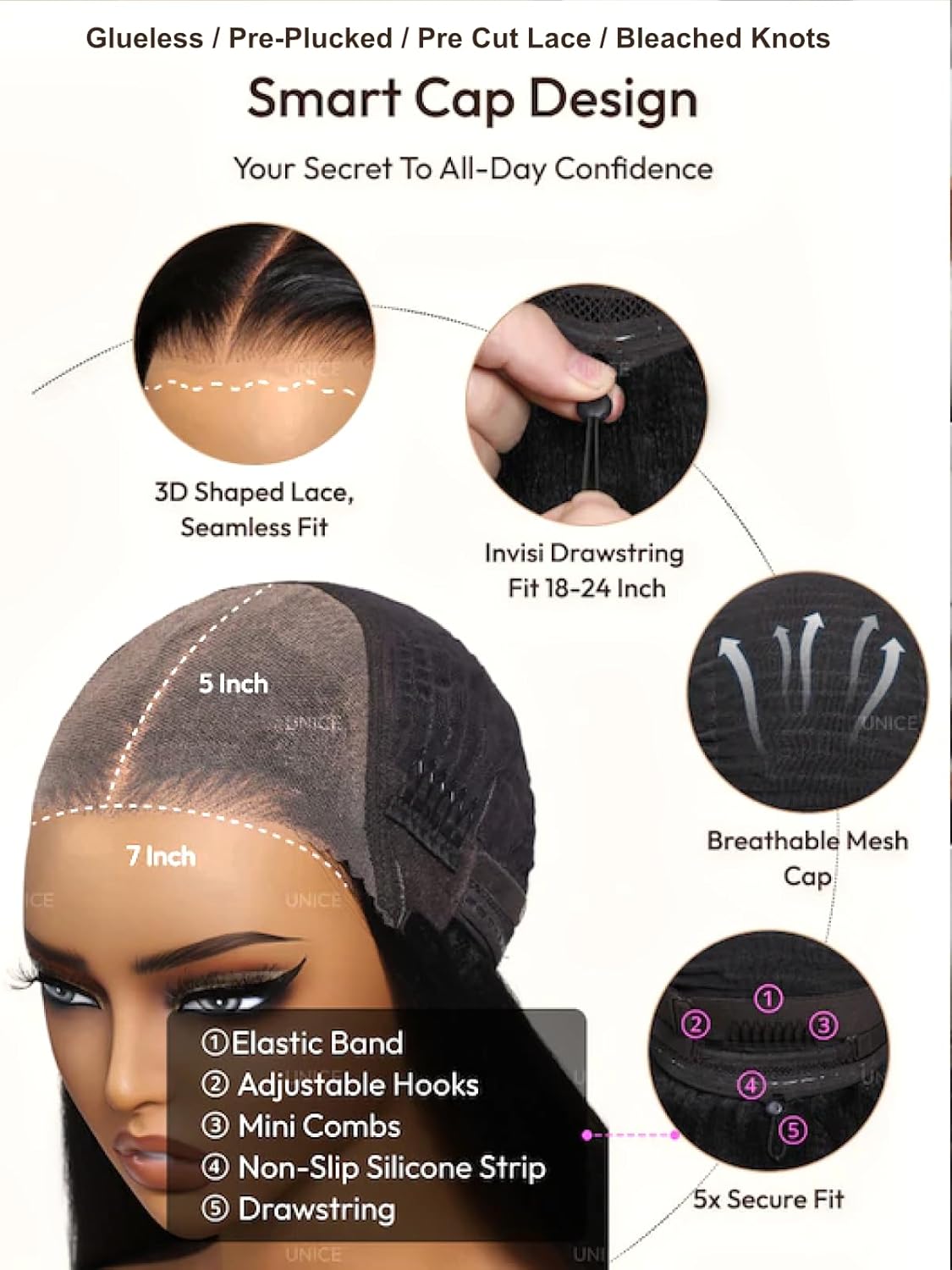 UNICE 10 inch Side Part Short Bob Wig human Hair with Blow Out Layered Bangs 7x5 Lace Front Glueless Wigs Human Hair Pre Plucked Bleached Knots Pre Cut Ready To Wear Black Wig Shoulder Length