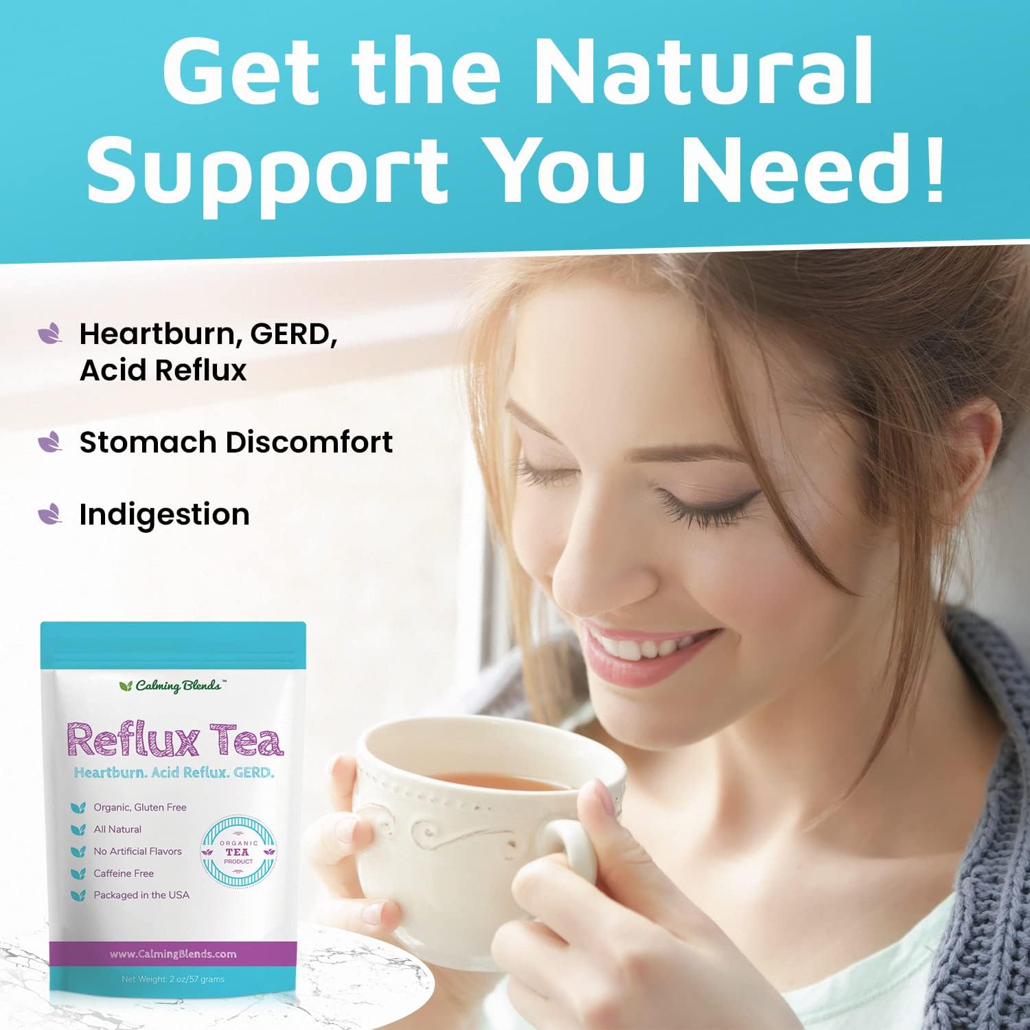 Acid Reflux Loose Leaf Tea | Acid Reflux, Heartburn & Indigestion | Caffeine-Free | 36 Cups