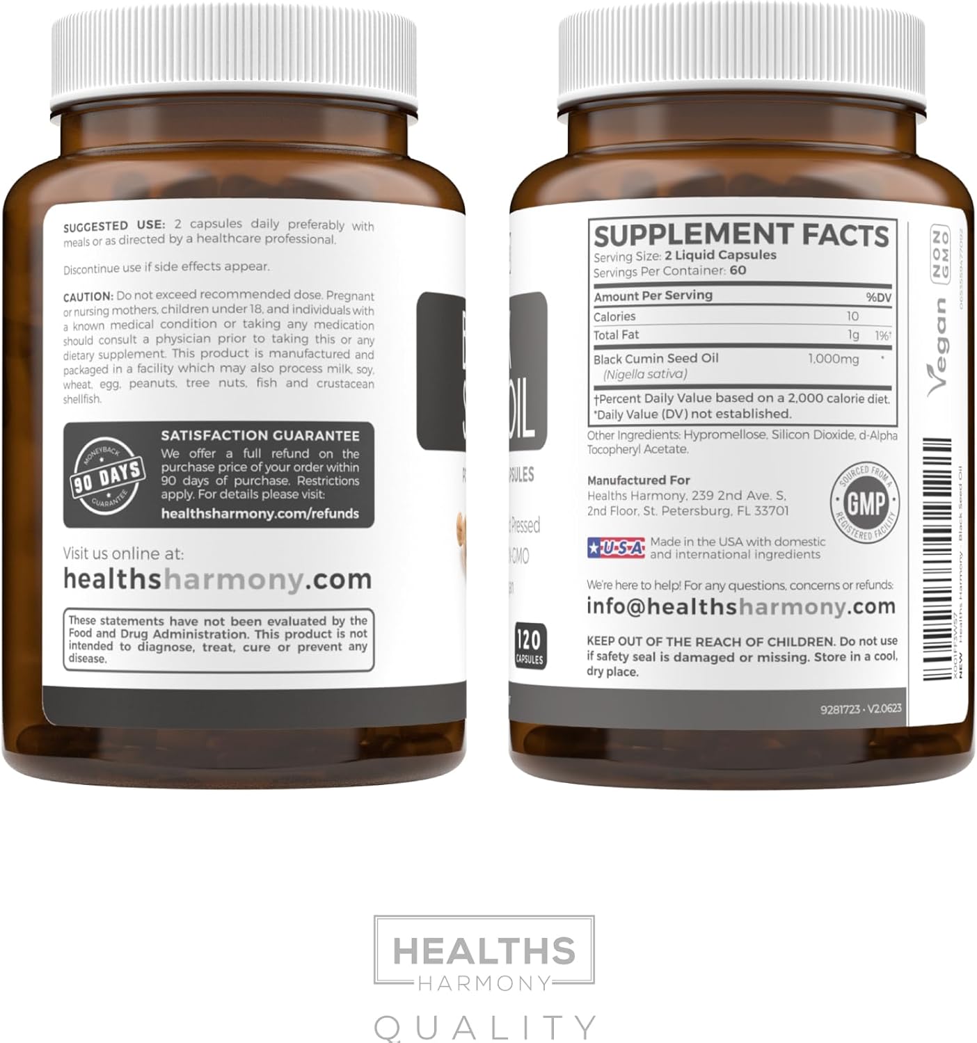 Black Seed Oil - 120 Softgel Capsules Skin Health (Non-GMO & Vegan) Cold-Pressed Nigella Sativa Producing Pure Black Cumin Seed Oil with Vitamin E - 500mg Each, 1000mg Per 2 Capsule Serving