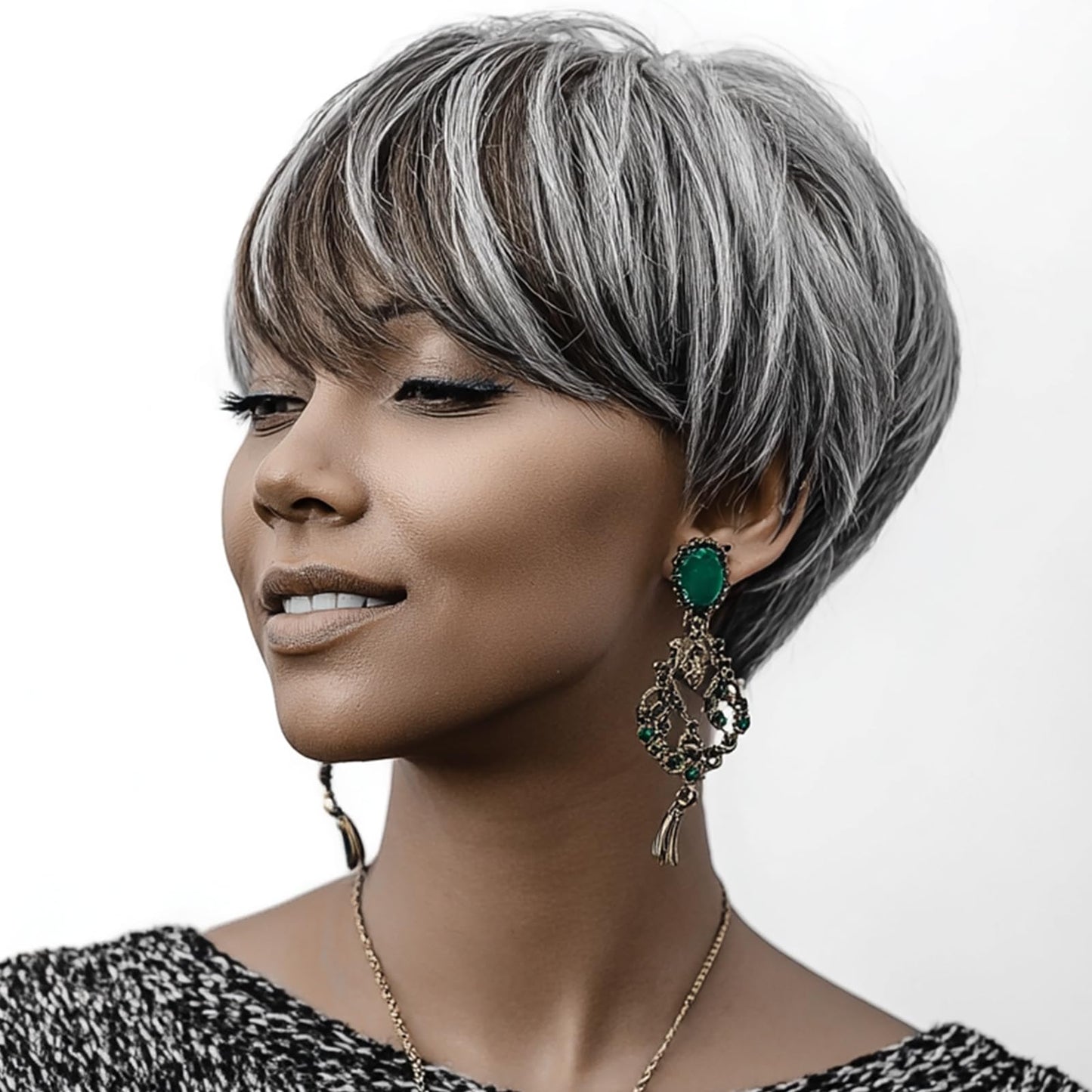Black Pixie Wig Synthetic Hair Short Curly Wigs for Black Women | Short Wigs for Black Women Pixie Cut Wig Short Curly Wigs for Black Women Synthetic Hair Wavy Black Pixie Wig (black