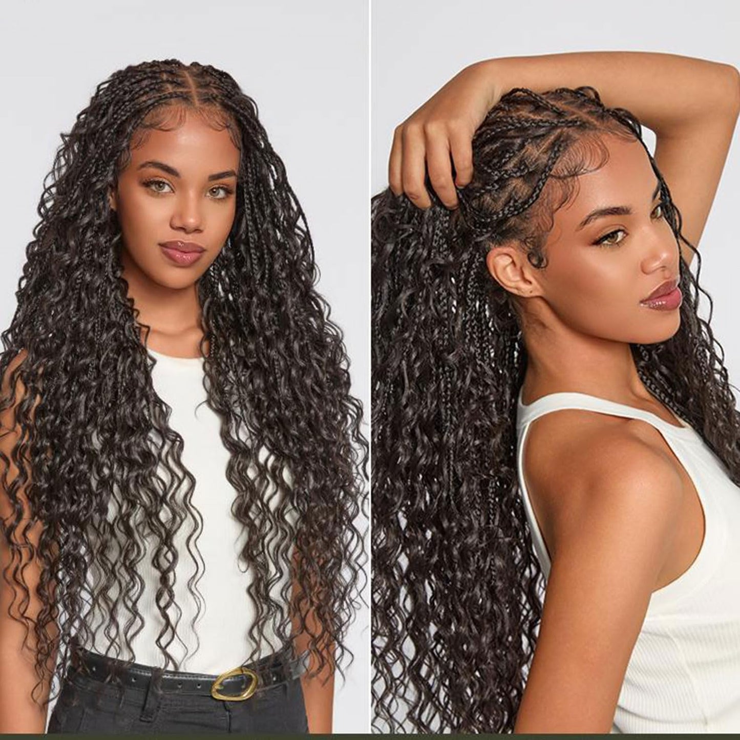 Frodio Braided Wig Veralux™ Fiber Full Lace Boho Curly Water Wave Synthetic Box Braided Wigs For Black Women Salon-Level 200% Density Bohemia Natural Scalp 30 Inches Blonde Ombre Color