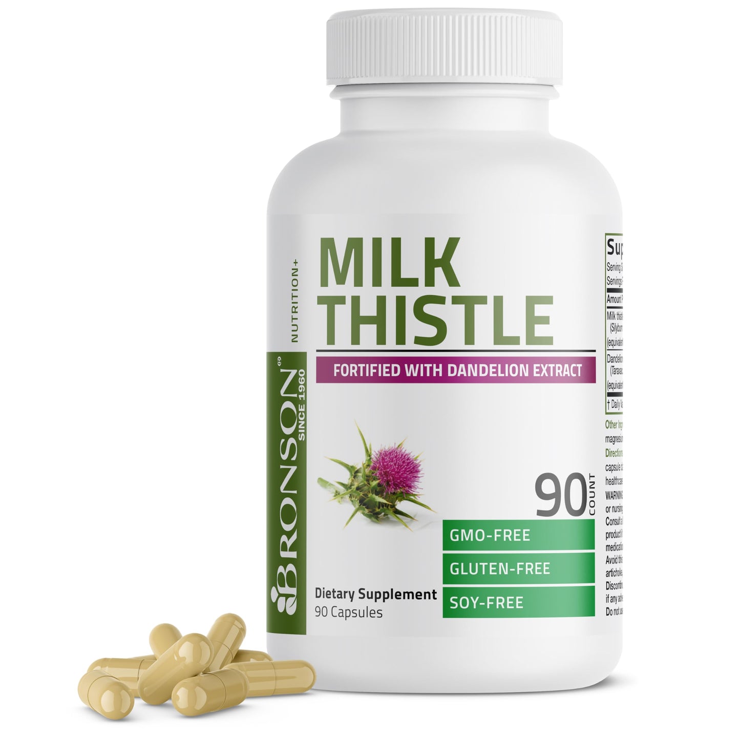 Bronson Milk Thistle Silymarin Marianum & Dandelion Extract Liver Health Support, Antioxidant Support, Detox, 120 Capsules