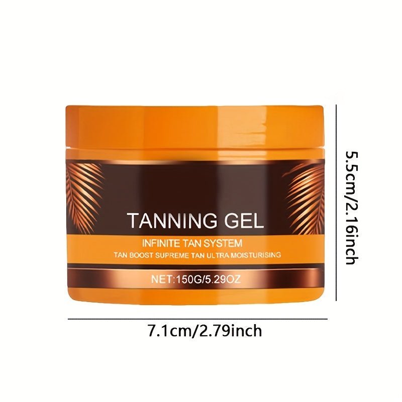 2pcs Dark-Colored Powerful Tanning Gel - Long-Lasting Moisturizing Sunless Tan with Carrot, Coconut & Walnut Oils, Calendula - Alcohol-Free Formula for All Light Beige Types, Rapid Color Development, Hydrating & Safe for Sens