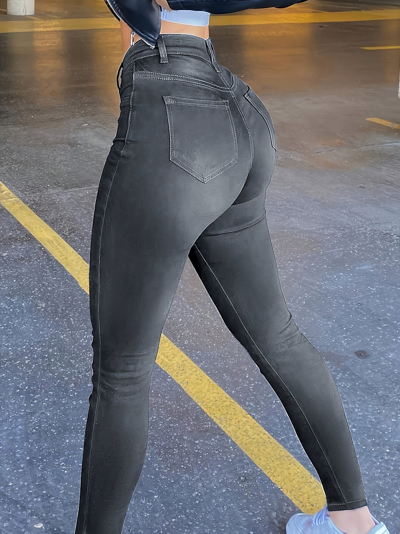 Women's Elastic High-waist Denim Jeans Slim-fit for Summer Comfortable Casual Wearing