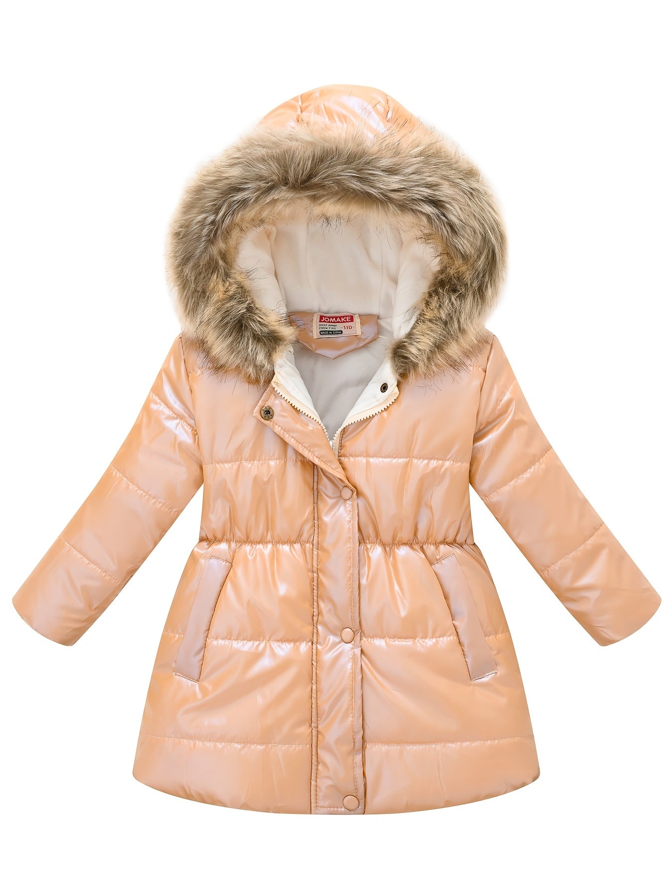 Children's Winter New Style Thickened Glossy Hooded Jacket for Boys and Girls, Mid-Length