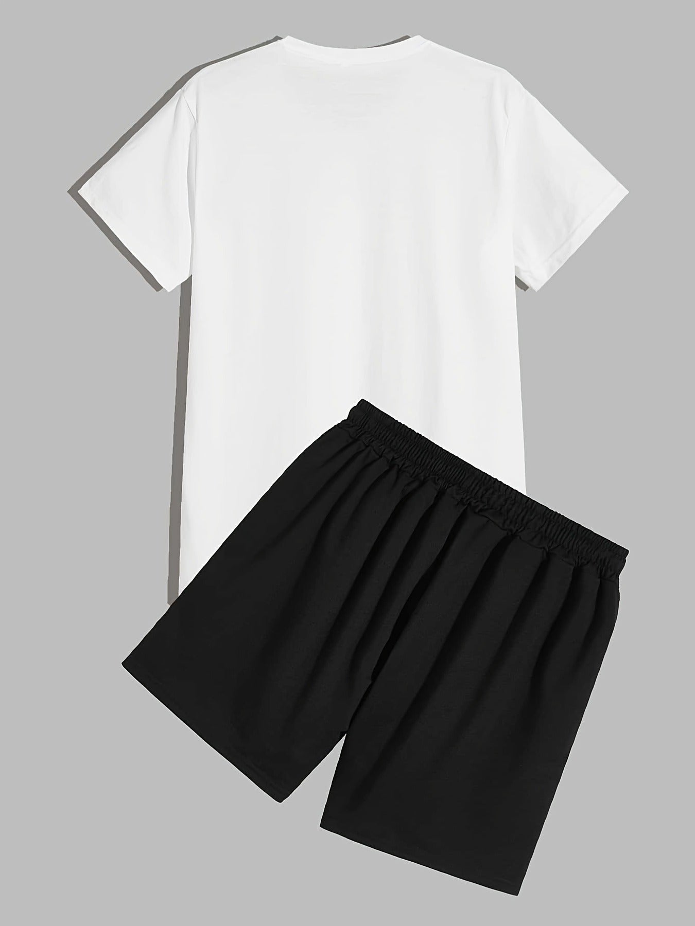 A Casual Sports Set Consisting of a Short-Sleeve T-Shirt Featuring a Stylish Pink Panther Cartoon Print And Fitted Shorts, Perfect for Spring And Summer Outfits.