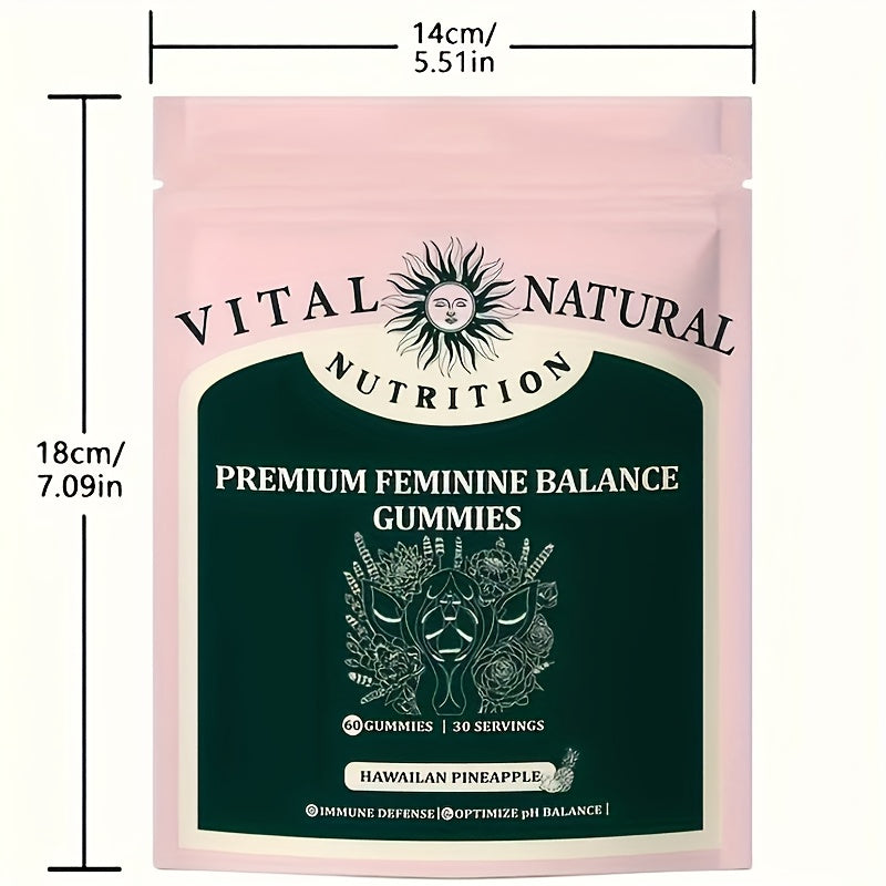 60pcs, Women's Balance Gummies Hot Deal, Caring for Women and Partners, Becoming Women's First Choice Gift Hawaiian Pineapple Probiotic Gummy Promotes Female Health