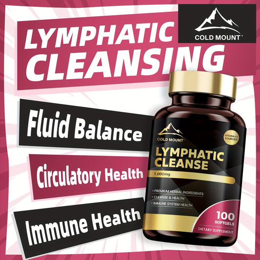 [Lymphatic Cleansing, Immune Health] 100 Capsules COLD MOUNT Lymphatic Cleansing Supplement - Immune Health, Circulatory Health & Fluid Balance - 50 Day Supply