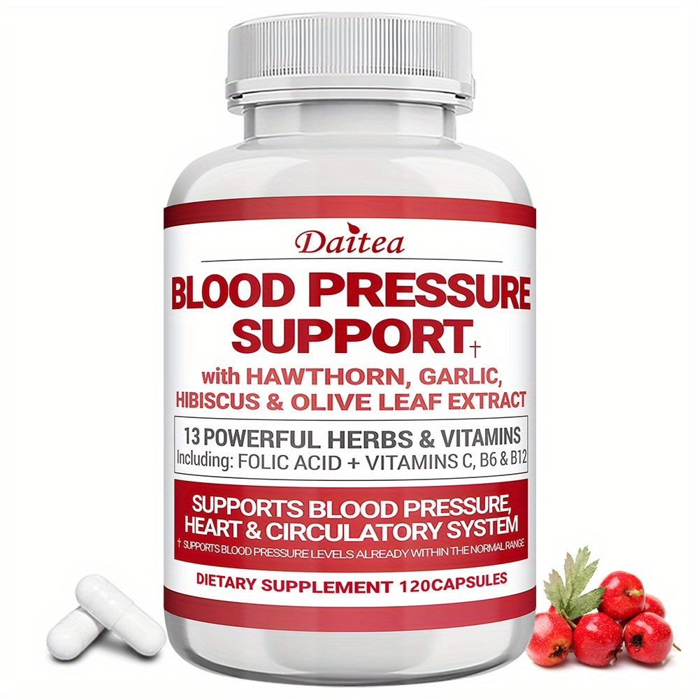 Blood Pressure Support - with Vitamins C, B6 & B12 - Supports Blood Pressure, Heart & Circulatory System - 120