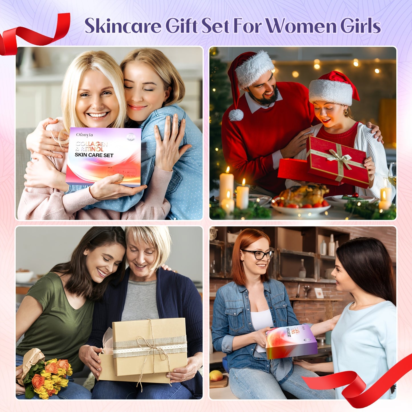 [Complete Skin Care Gift Set] Skin Care Set, Collagen Retinol Skin Care Sets And Kits With Facial Cleanser, Toner, Serum, Cream, Eye Cream & Lip Mask, Travel Skin Care Christmas Gifts For Women