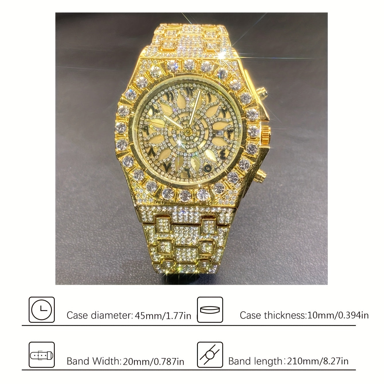 MISS FOX Luxury Rhinestone Quartz Watch for Men & Women - Hollow Double Layer Dial, Glow-in-the-Dark Hands, Alloy Case