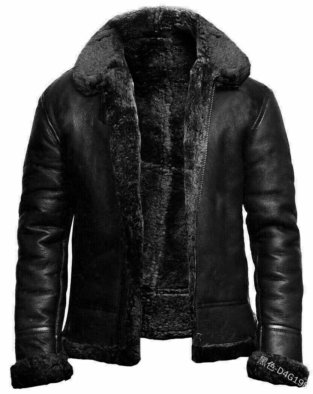 Men's Winter Fleece-Lined Lapel Jacket - Full-Zip Mid-Length Coat with Lapel Collar, Loose Fit Outerwear for Cold Weather, Machine Washable, Casual & Formal (Office/Party) - Black (No Elasticity, Fleece)