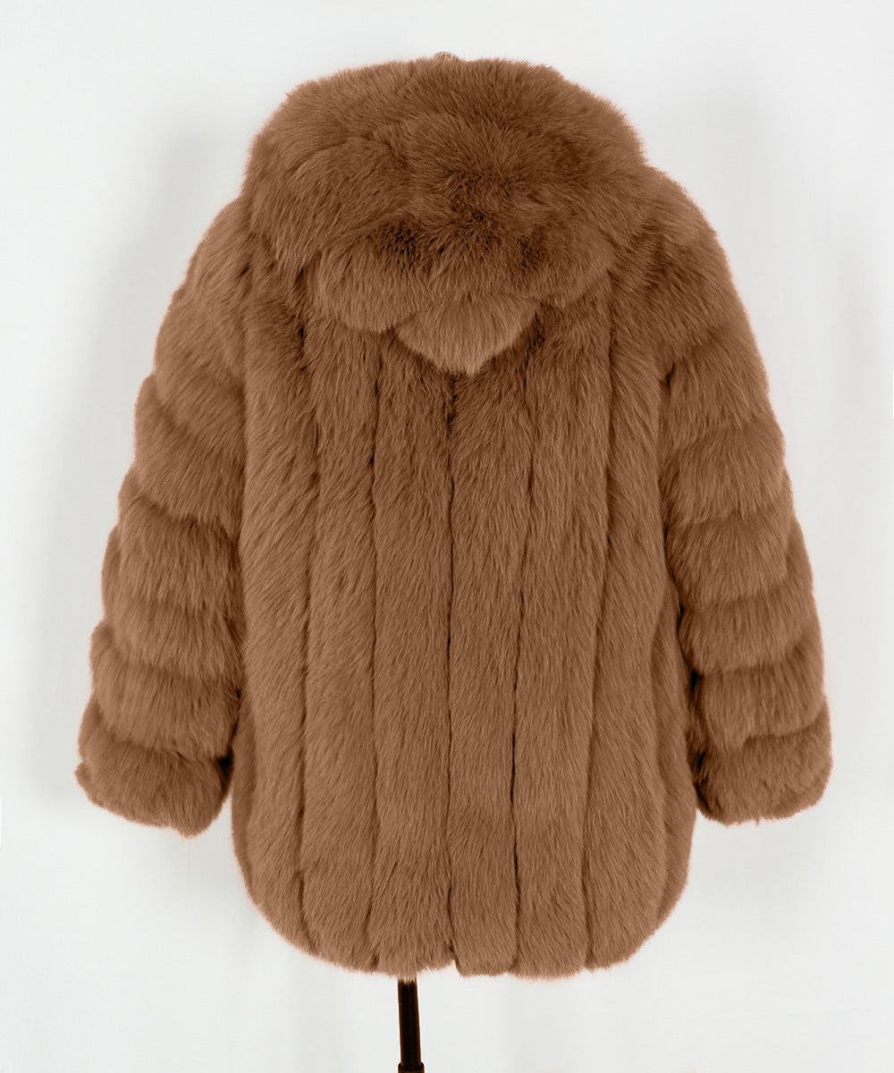 Plus Size, Plus-size Women's coat new European and American autumn winter faux fur warm fluffy plus-size Women's coat faux fox fur jacket fur winter wear plus-size fashion outwear