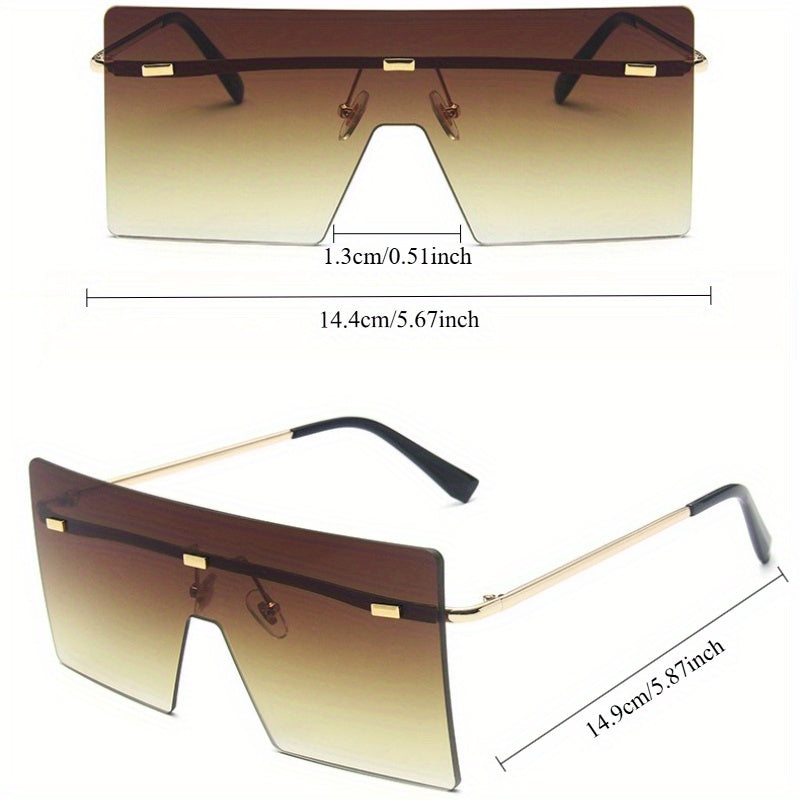 Stylish Square Frameless Fashion Glasses for Women & Men - Ocean-Themed, Lightweight Plastic Hinges, Perfect for Street Style & Fashionable Photo Props, Stylish Glasses