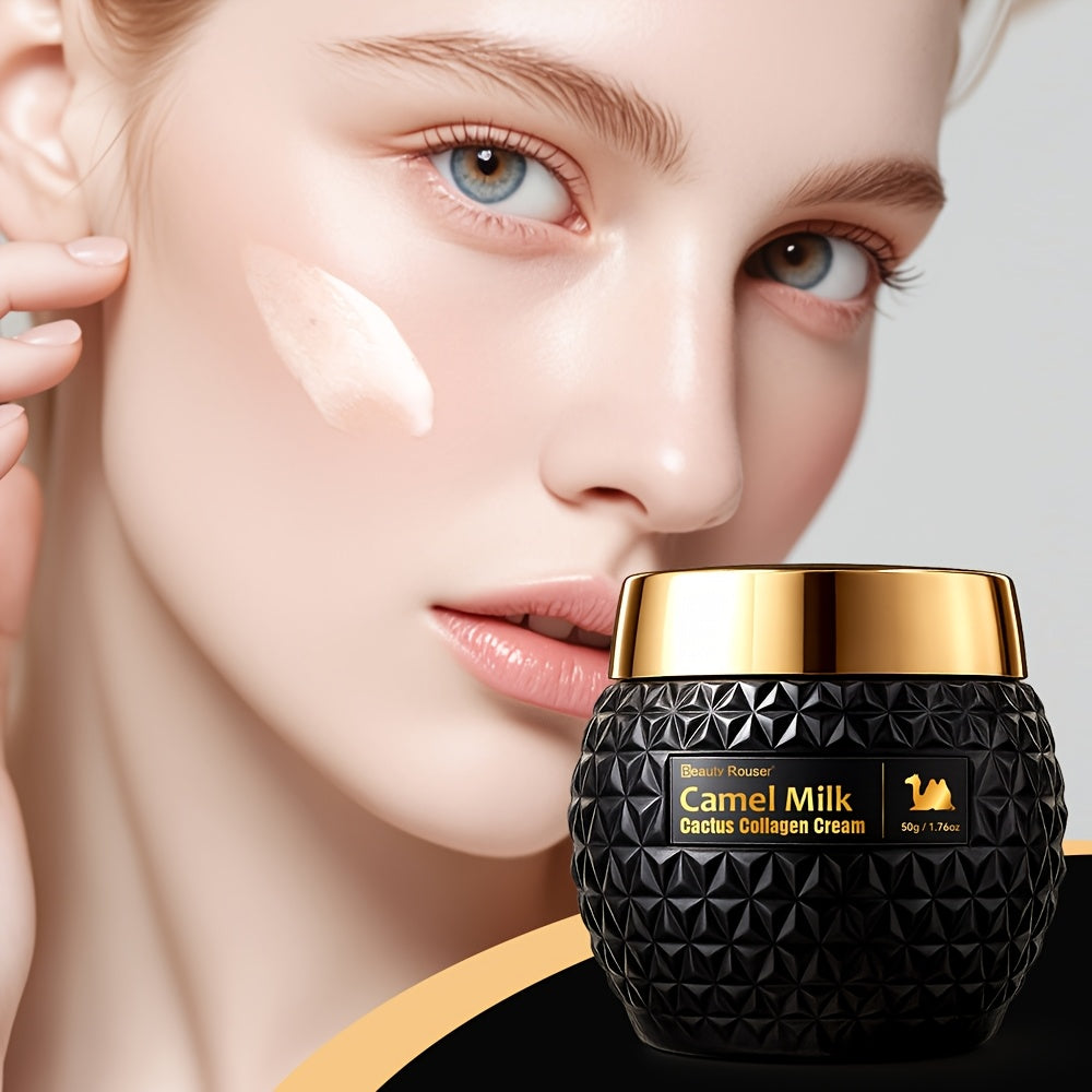 Beauty Rouser Camel Milk Cactus Collagen Cream - 50g/1.76oz, Hydrating & Firming Day/ Night Moisturizer With Retinol, Hyaluronic Acid & Vitamin E, Non-Greasy Formula For All Light Beige Types, Skincare Routine, Elegant Packag