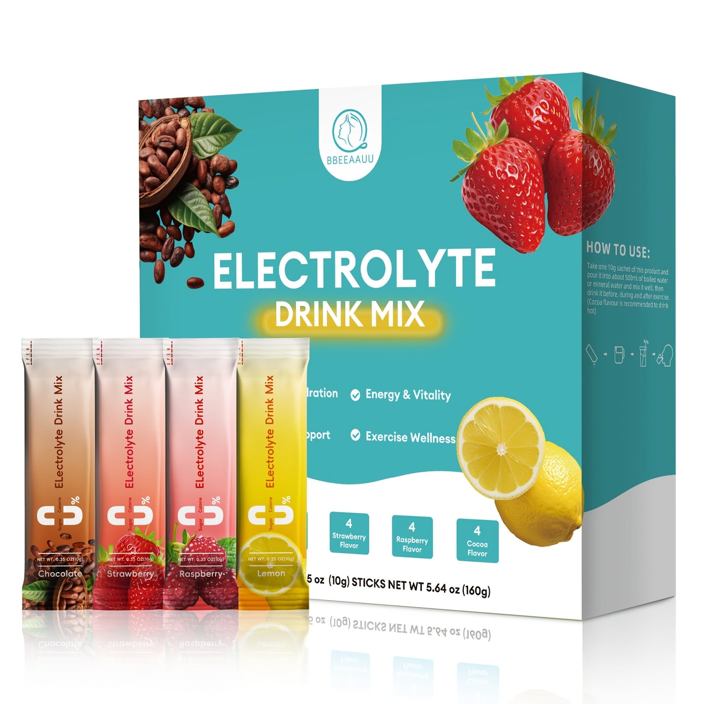 [16 Sticks Electrolytes Powder] 16 Sticks Electrolytes Powder, No Sugar & 0 Calorie Electrolytes Drink Mix | Variety Hydration Packets from BBEEAAUU