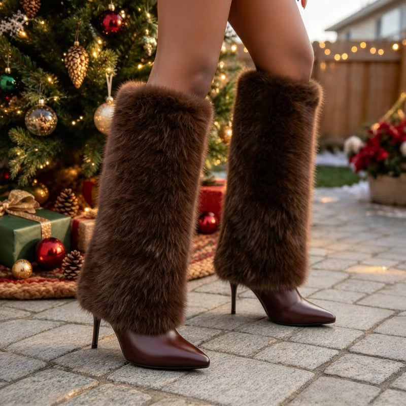 Women Winter Knee High Heeled Boots