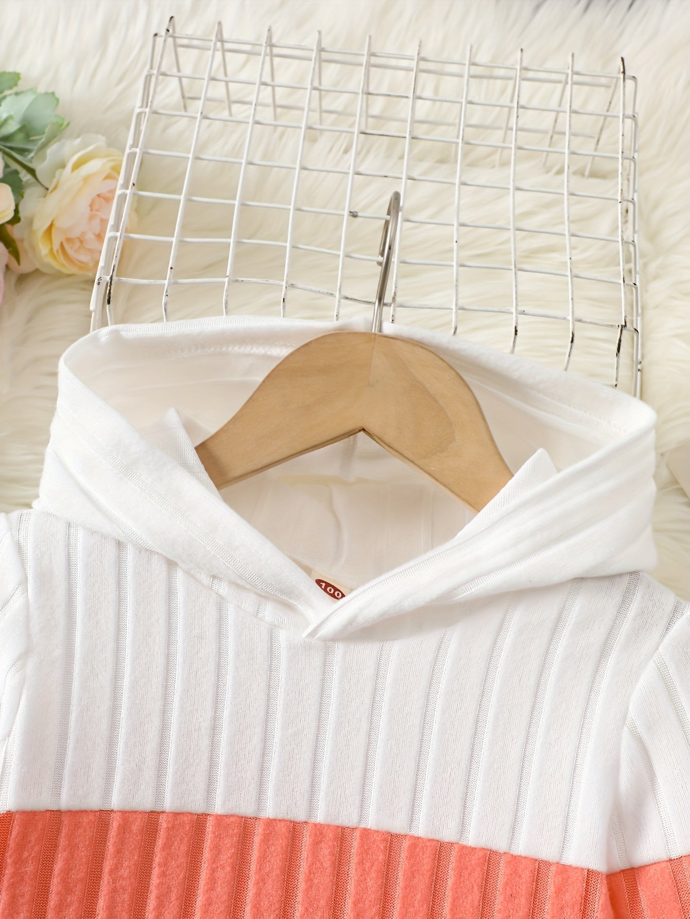 [Girls' Hoodie Set] 2pcs Girls' Pullover Hoodie Set | Long Sleeve, Color Block Patchwork, Lined Warm Knit Fabric | Autumn/Winter, Ages 1-8, Casual & Sports