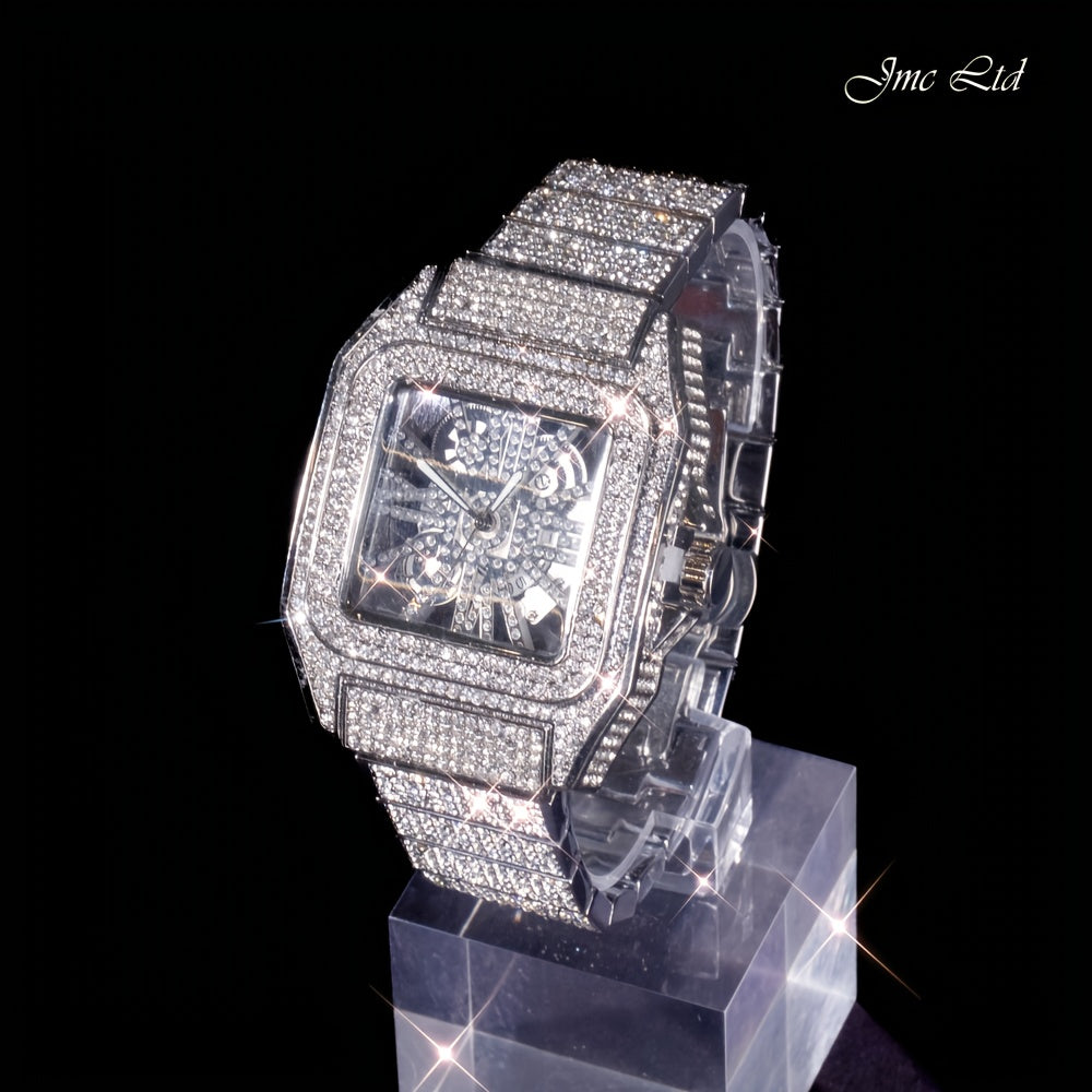 Men'S & Women'S Hip-Hop Luxury Watch with Luminous Hands & -Accented Bezel - 1181.1inch Waterproof Mechanical Movement, Golden-Tone Case, Black Dial - Christmas/Valentine's/Thanksgiving Gift, Stage & Everyday Watch for Men &