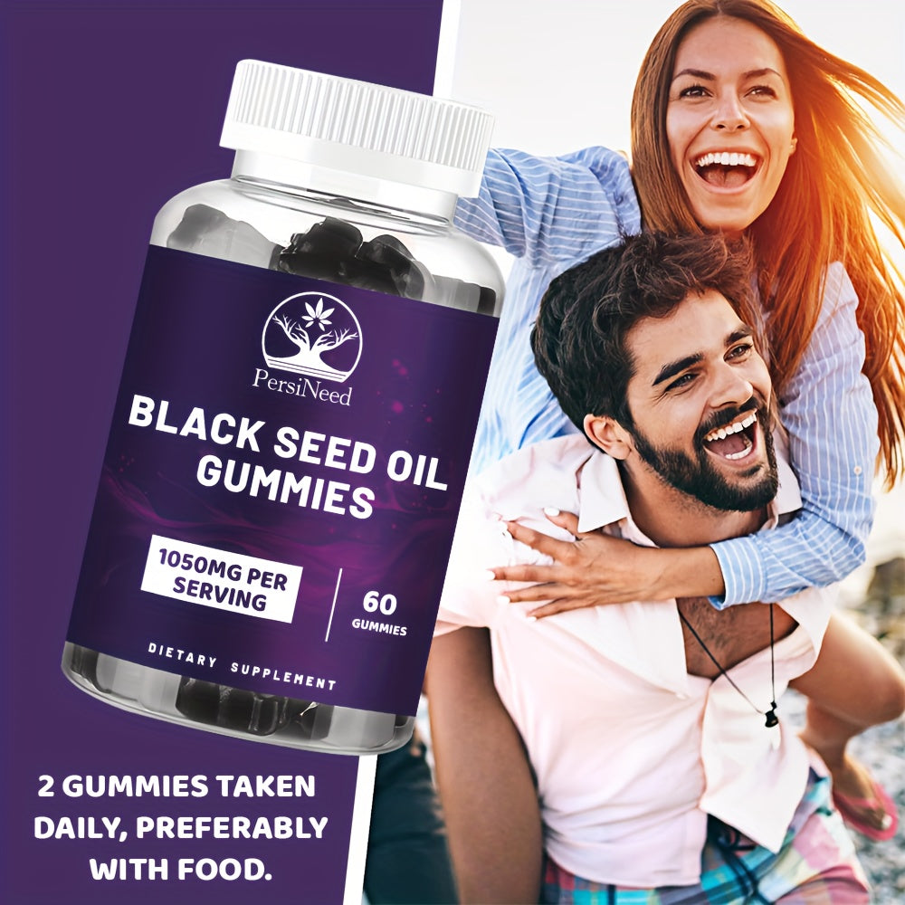 120pcs Of Black Seed Oil Gummies, Containing 1000 Milligrams Of Black Grass Oil, 50 Milligrams Of Honey Extract, And South African Irish Seaweed, Suitable for Both Men And Women, Natural Ingredients, Energy Supplements, And A