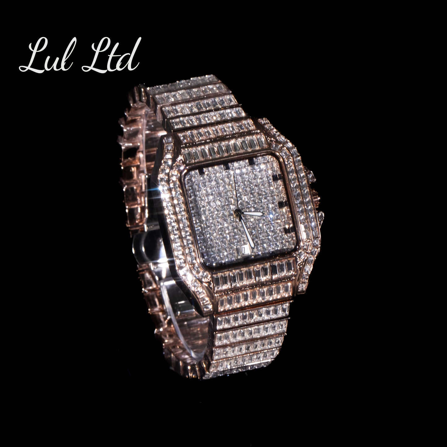 Luxury Hip Hop Square Watch Full Rhinestone Stage Performance Wristwatch, Geometric Glow-in-the-Dark Dress Watch for Christmas Thanksgiving Valentine's Gifts