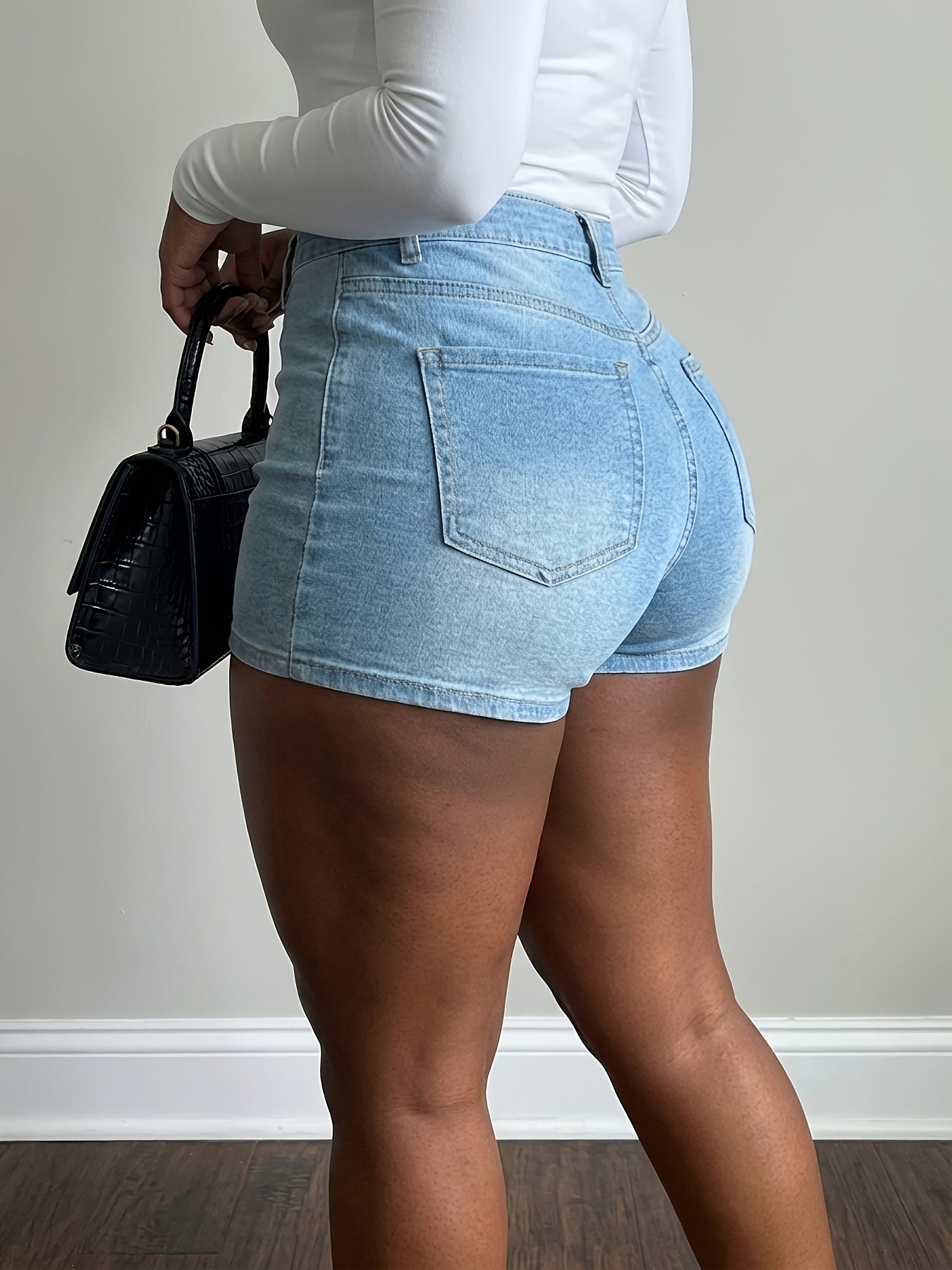 Women's High Waisted Stretchy Denim Shorts Sexy Whiskering Fading Retro Versatile Casual Home Jean Shorts