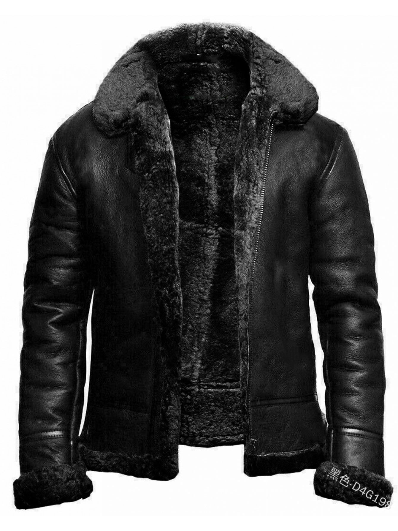 Men's Winter Fleece-Lined Lapel Jacket - Full-Zip Mid-Length Coat with Lapel Collar, Loose Fit Outerwear for Cold Weather, Machine Washable, Casual & Formal (Office/Party) - Black (No Elasticity, Fleece)