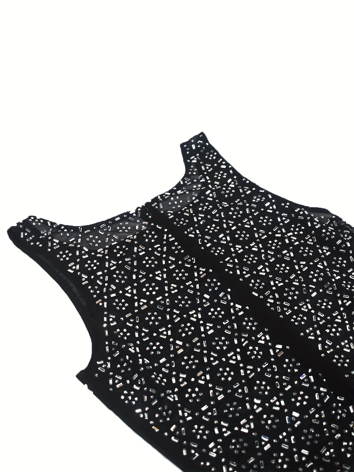 PORRCEY Women'S Sexy Elegant Rhinestone Mesh See Through Birthday Party Club Night Bodycon Evening Mini Dress