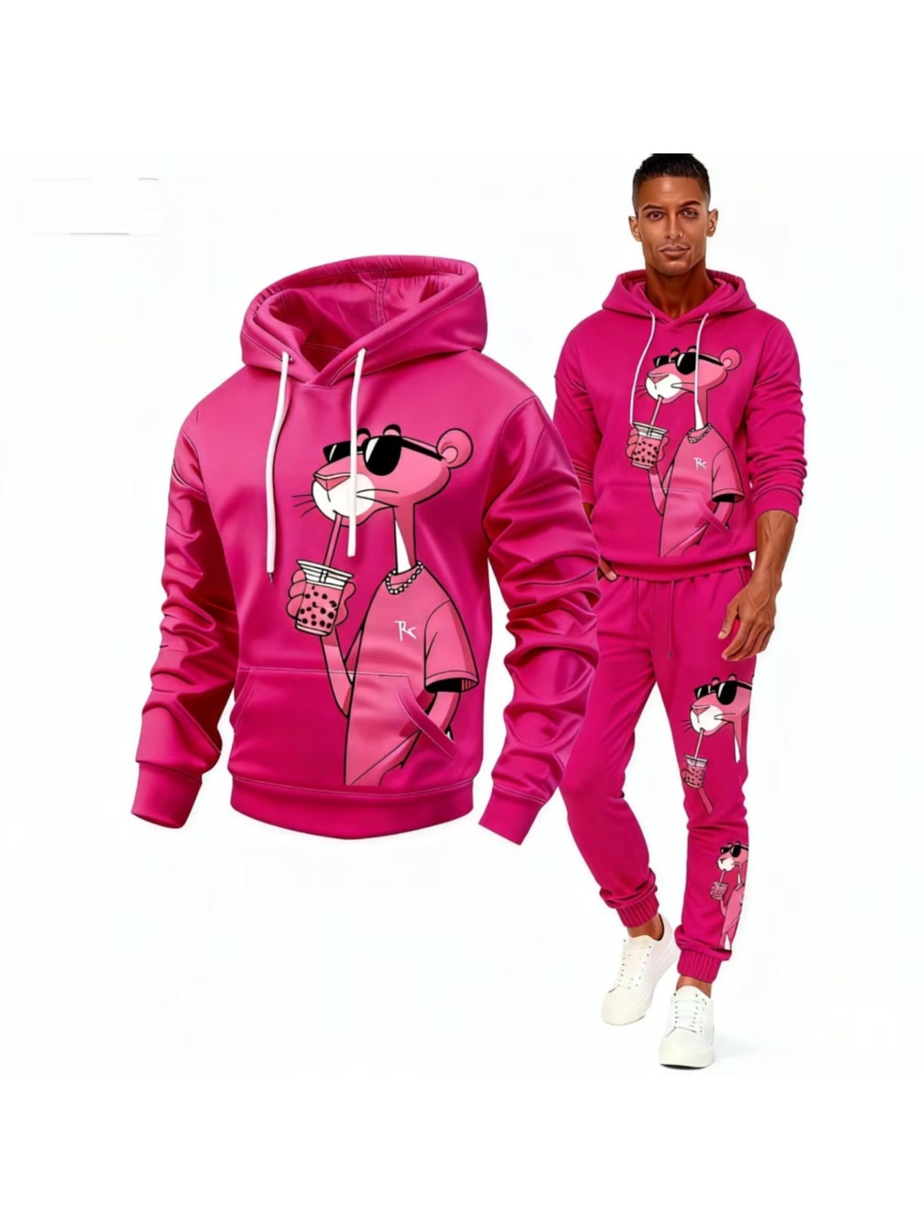 2pcs Men'S Matching Outfit | Casual Round-Neck Long-Sleeve Hoodie and Sweatpants, Suitable for Winter and Autumn, Designed for Sports Activities, Ideal for Thanksgiving, Valentine'S Day, Father'S Day, Halloween, Christmas, Ho