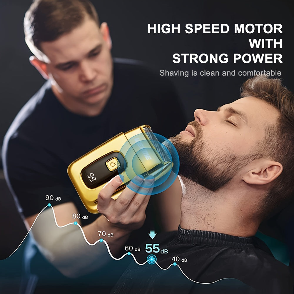 Men's Grooming Kit 3pcs Set, Golden Balck Hair Clippers with LCD Display, USB Rechargeable, 8 Guide Combs, Trimmer And Shaver, with Cleaning Brushes And Comb, Gift for Men