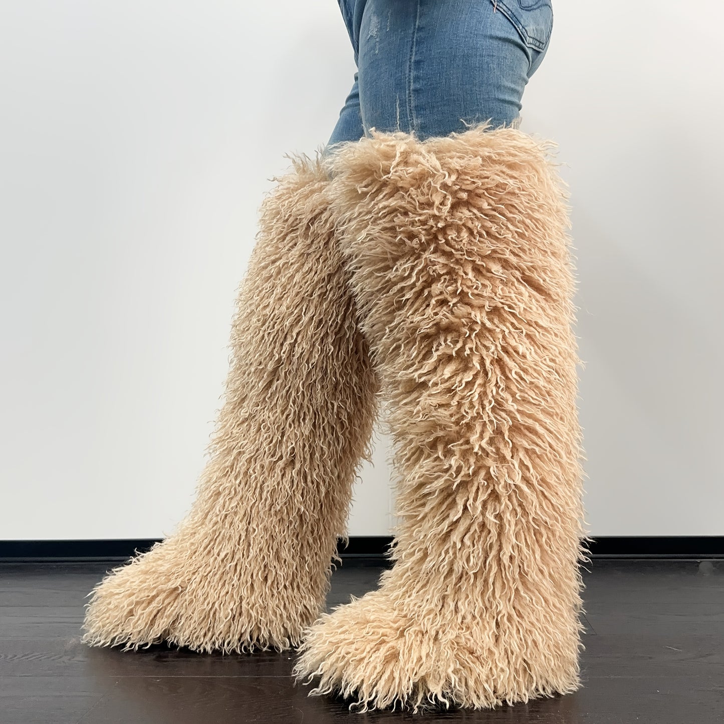 Women'S Winter Over-the-Knee Boots - Slip-On Thick Platform Heel, / Brown/Red/ - Non-Slip Rubber Sole - Formal & Casual Outfits - Cold Weather, Snow Boots For Women, Snow Boots, Boots For Women, Womens Snow Boots, Ladies Snow