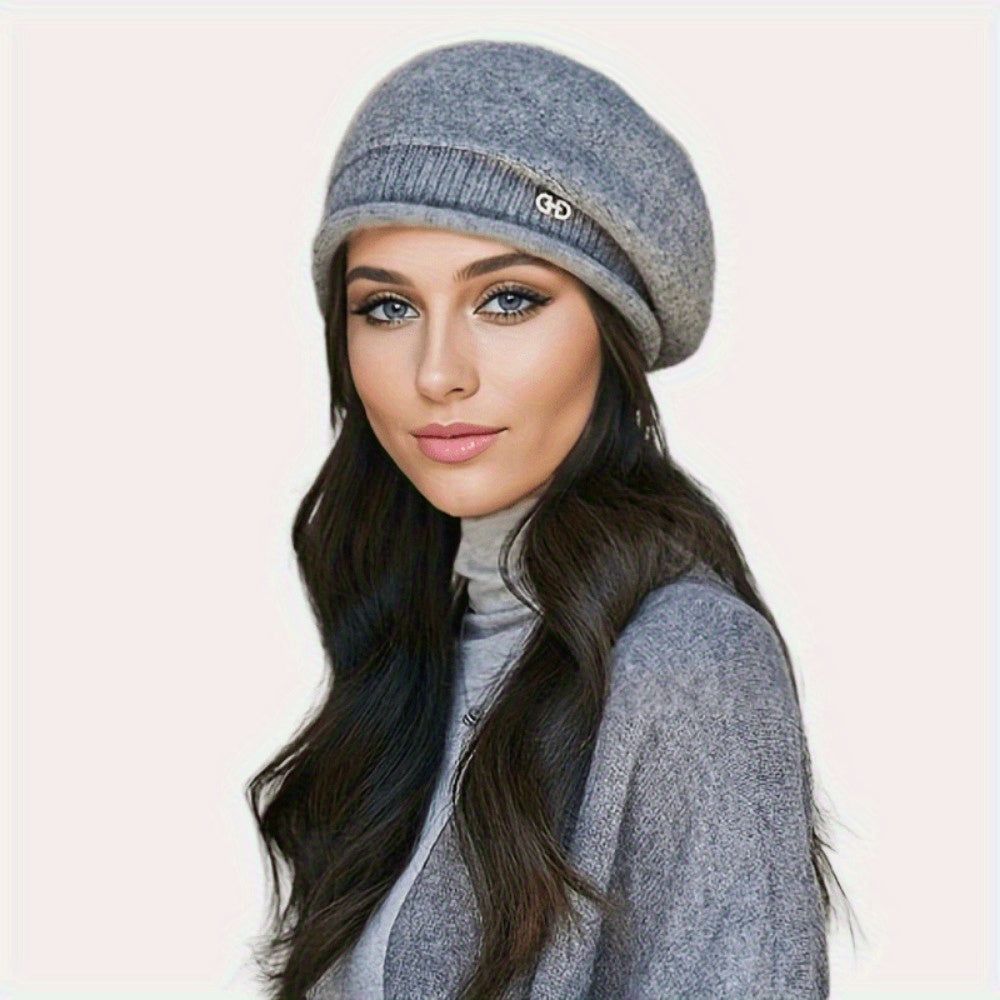 [Versatile Machine Washable Beret] 1pc Women'S Fashion Beret Cap - 100% Polyester Knit, Lightweight, Comfortable Fit, Snap Closure, Machine Washable, Versatile for All Seasons, Ideal for Birthday Occasions