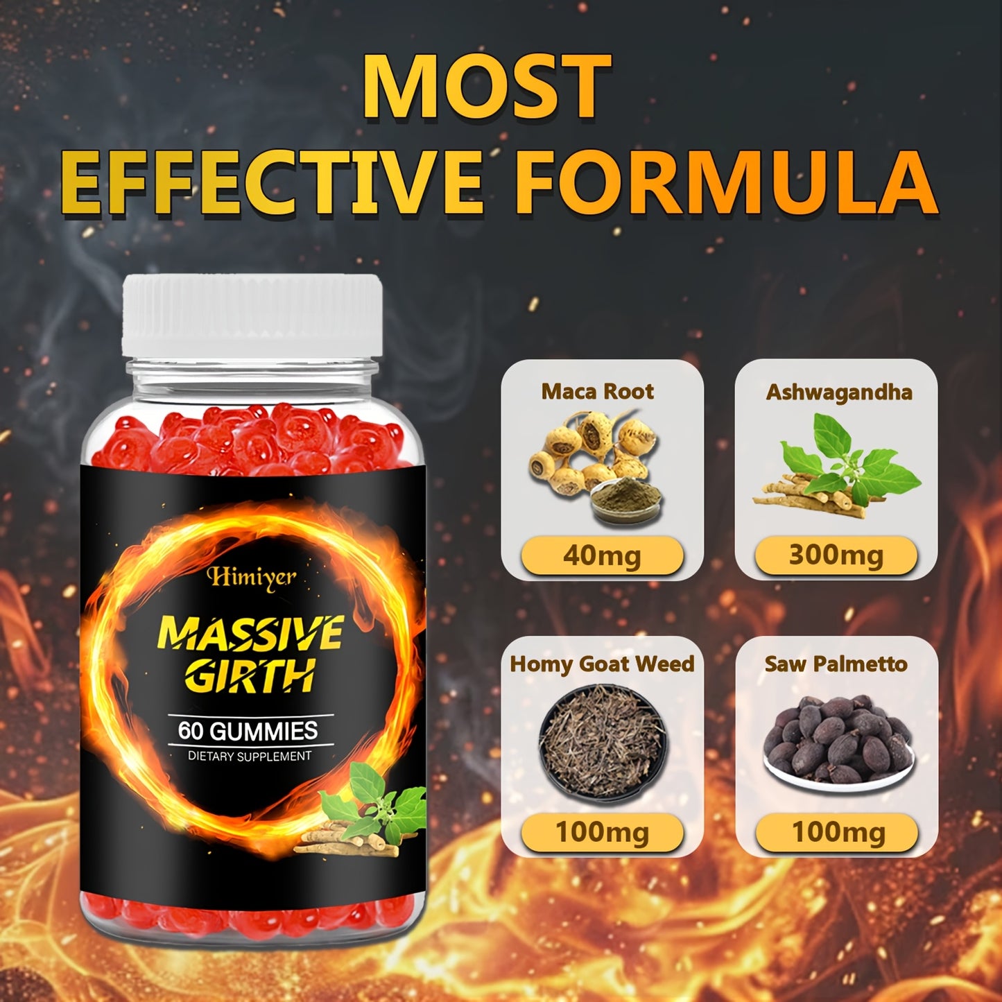 [Natural MASSIVE GIRTH] 60 MASSIVE GIRTH Gummies | Rich In Natural Ingredients, Maca Root, Ashwagandha, Monkey Tail Grass, Saw Palmetto And Multiple Minerals