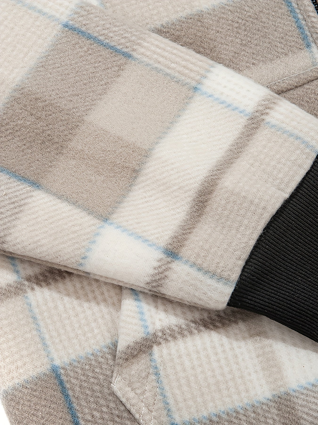 Men's Heavyweight Fleece Hooded Jacket - Full-Zip Sherpa Lining, Thick Winter Coat with Plaid Pattern (Blue/Black/Beige/Brown), Zippered Pockets, Hand Washable, Casual Outerwear for Cold Weather & Everyday Use - Ideal for Ski