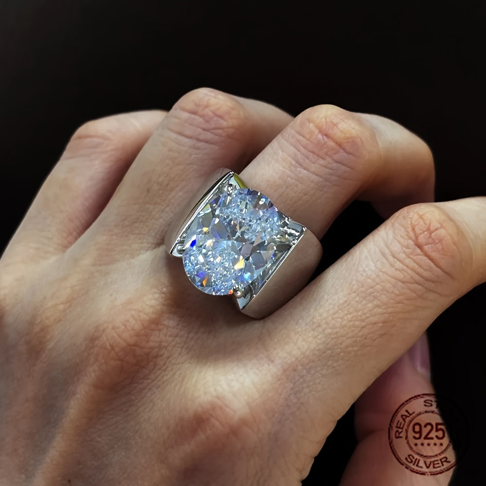Chunky Vintage Bezel Set Oval 925 Sterling Silvery Rings for Women Simple Classic Engagement Ring Banquet Jewelry