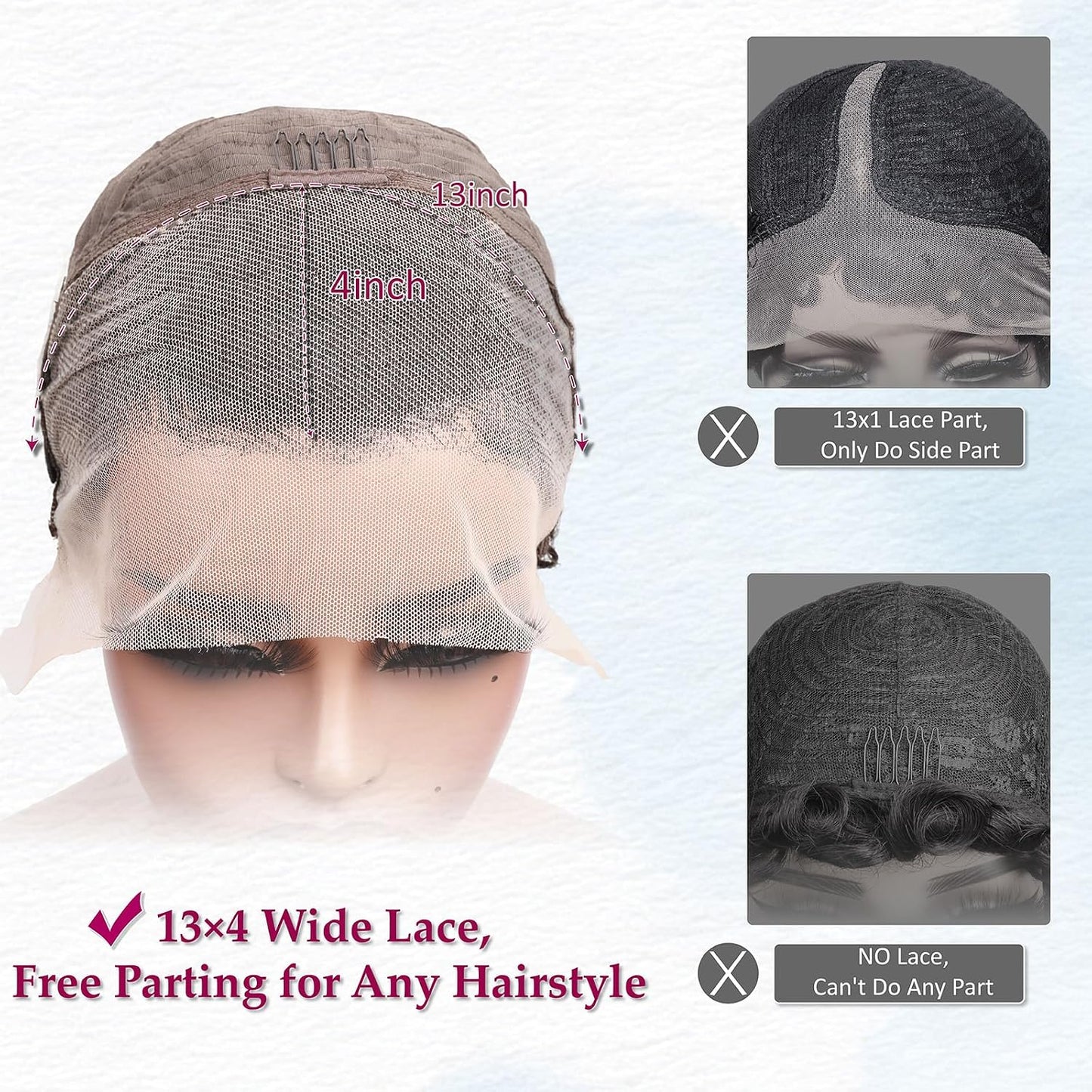 Curly Pixie Cut 13x4 Lace Front Human Hair Wigs for Black Women, Deep Wave Short Curly 13x4 HD Lace Frontal Wigs Layered No Glue Daily Wear Wig Pixie Cut 100% Human Hair Glueless Wigs, Natural Black