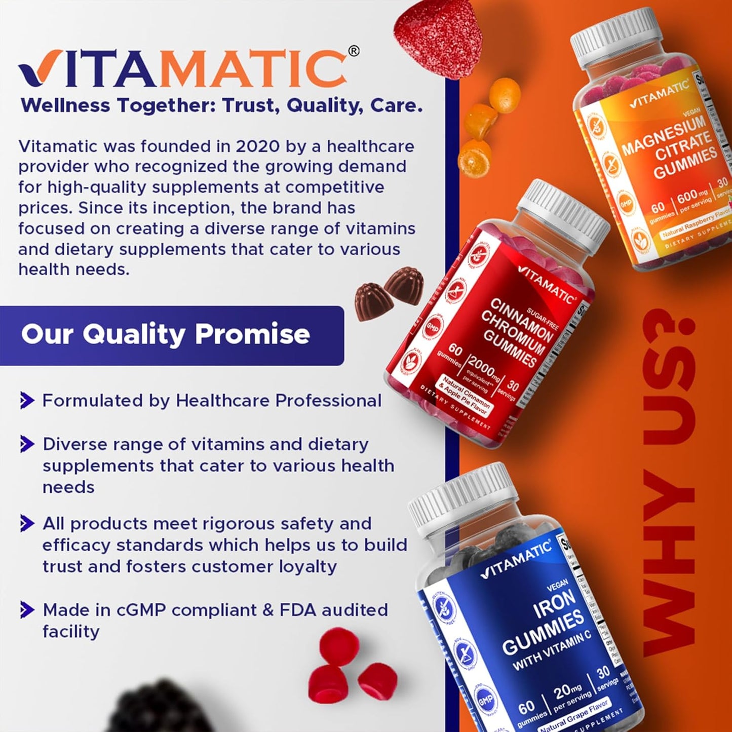 Vitamatic Turmeric Gummy with Ginger & Black Pepper Extract – 60 Vegan Gummies Each | 2 Pack (120 Gummies) 95% Curcuminoids – Powerful Antioxidant & Inflammatory Support