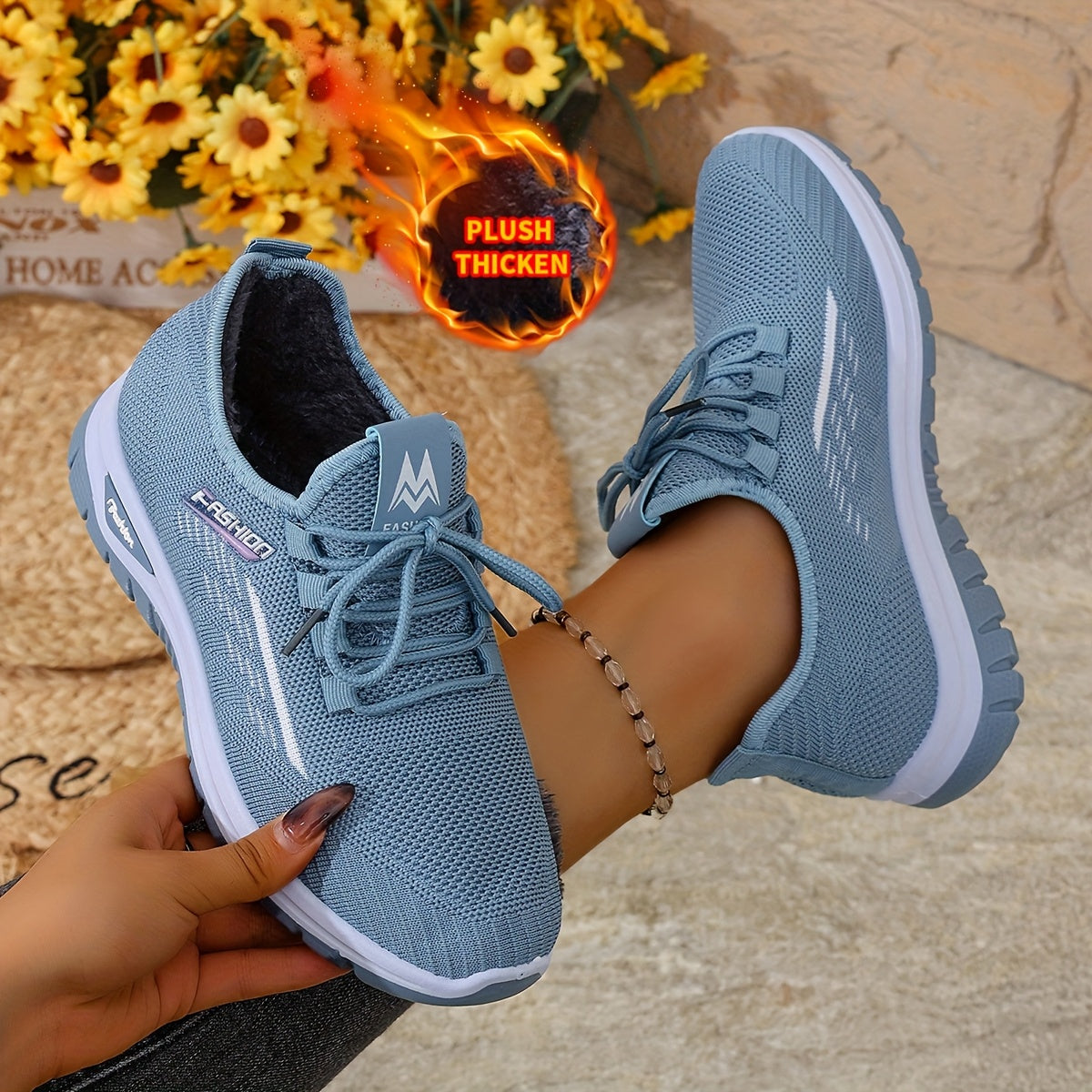 [Autumn And Winter ]Orange Fleece-Lined Warm Shoes, Thickened Cushioning Shoes Exclusive for Winter, Orange And Purple Spliced Lace-Up Trendy Warm Sports Shoes, White Casual Shoes, Shoes For Women/elegant Shoes For Women, Sea