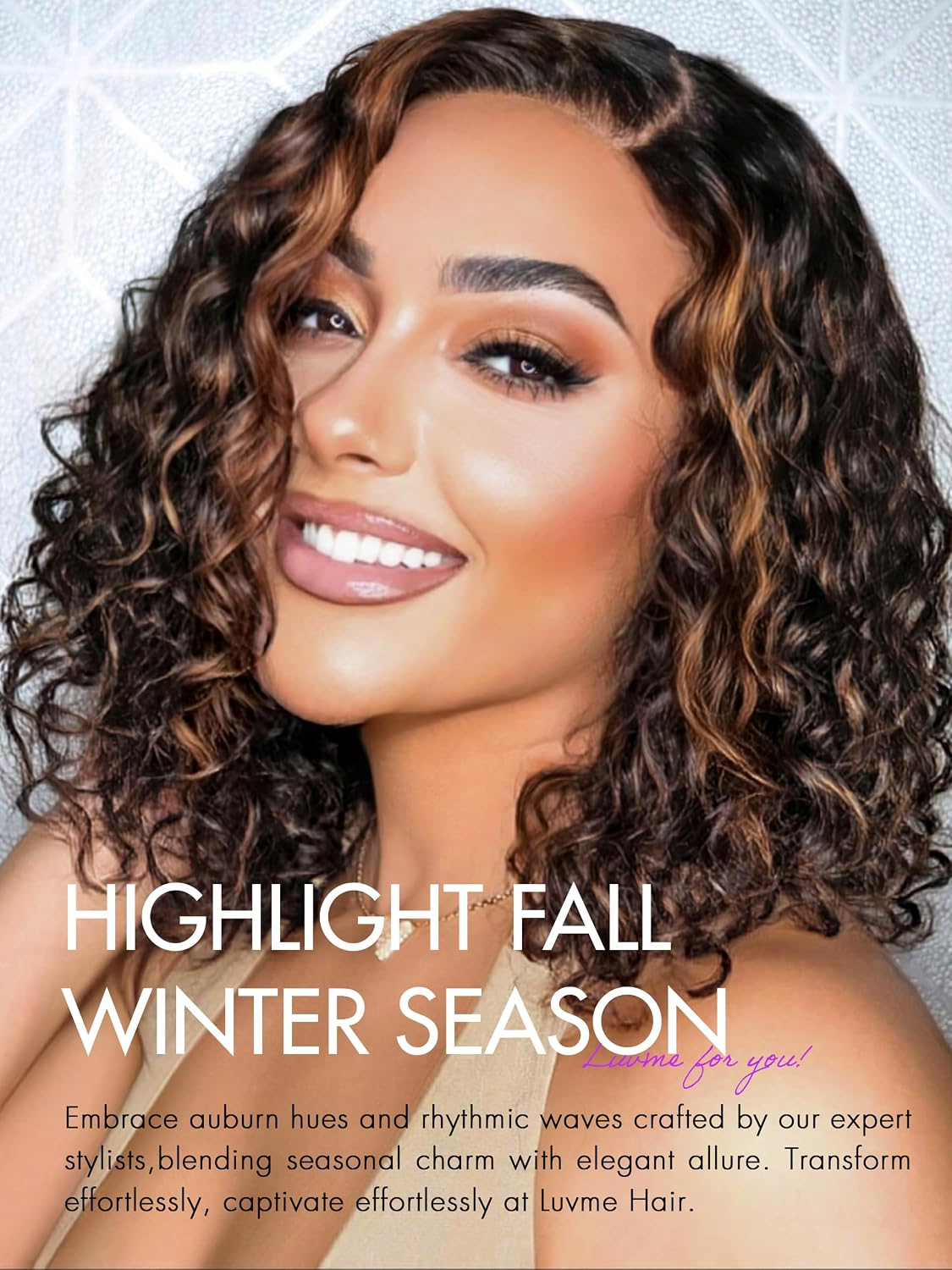 LUVME HAIR 12" Curly Bob Glueless with Blonde Highlights Wigs Human Hair | Without Spray Wigs Pre Plucked Pre Cut Undetectable HD Lace No-Glue Need Protective Wig Short Ready to Go Wig 180 Density