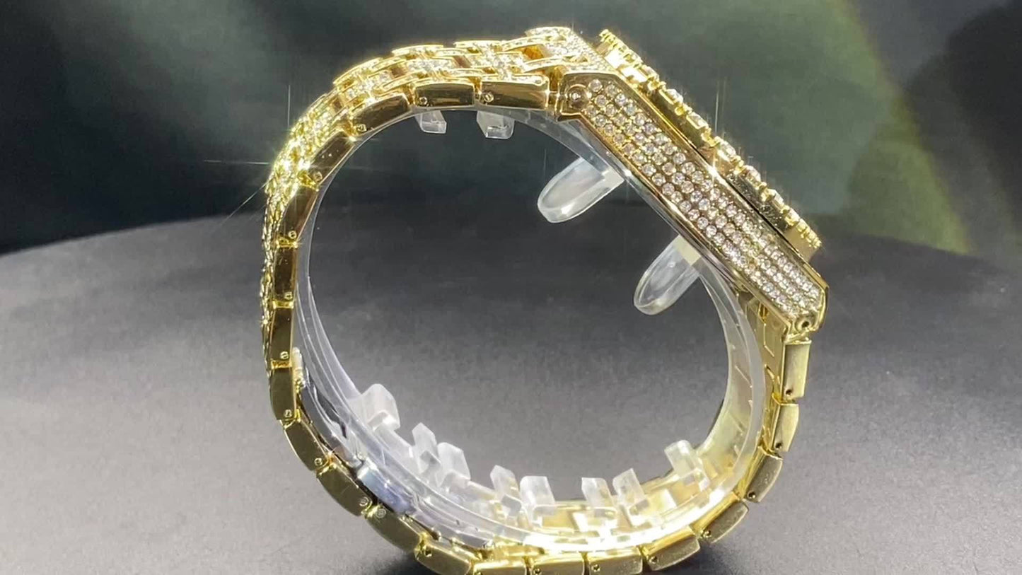 MISS FOX Luxury Rhinestone Quartz Watch for Men & Women - Hollow Double Layer Dial, Glow-in-the-Dark Hands, Alloy Case