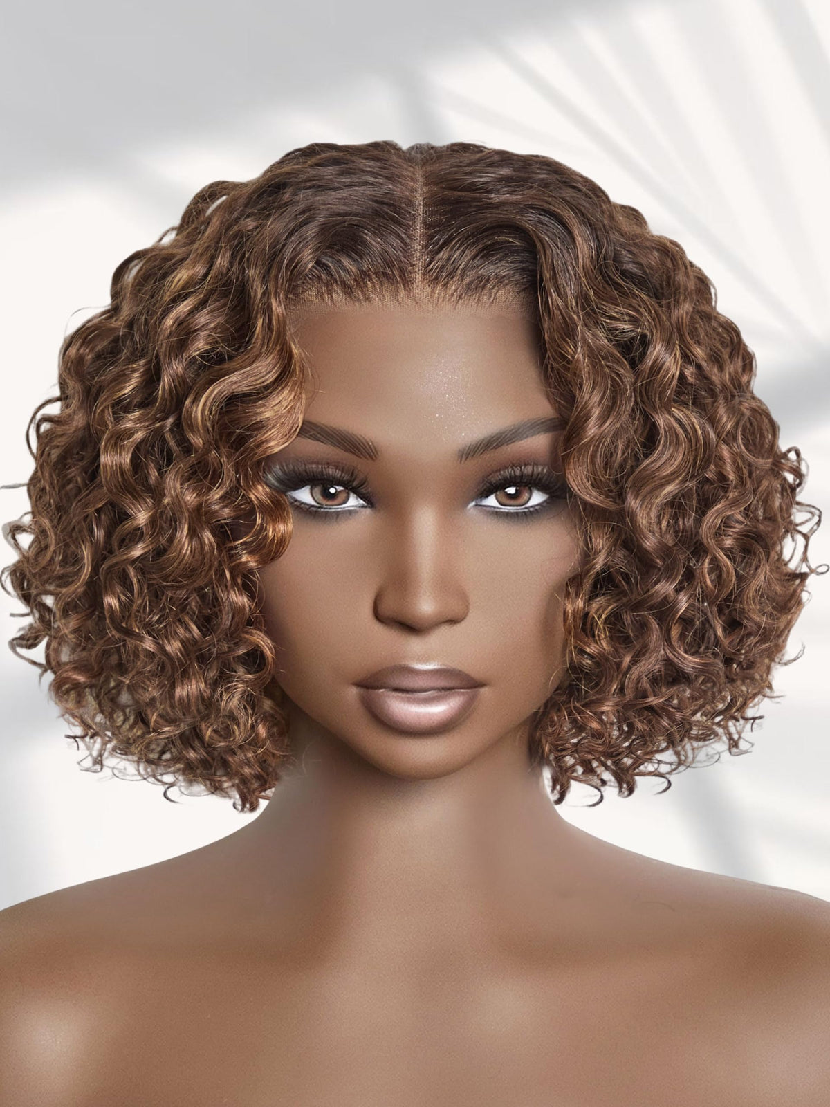 LUVME HAIR 12" Curly Bob Glueless with Blonde Highlights Wigs Human Hair | Without Spray Wigs Pre Plucked Pre Cut Undetectable HD Lace No-Glue Need Protective Wig Short Ready to Go Wig 180 Density