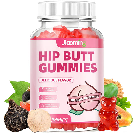 Jiaoming 60 Counts Hip Butt Gummies Women BBL Booty Bigger Fast,Buttocks Enhancer Body Firmer Curvy Growth Enhancement, Maca Extracts Natural Herbal Gummy Candy