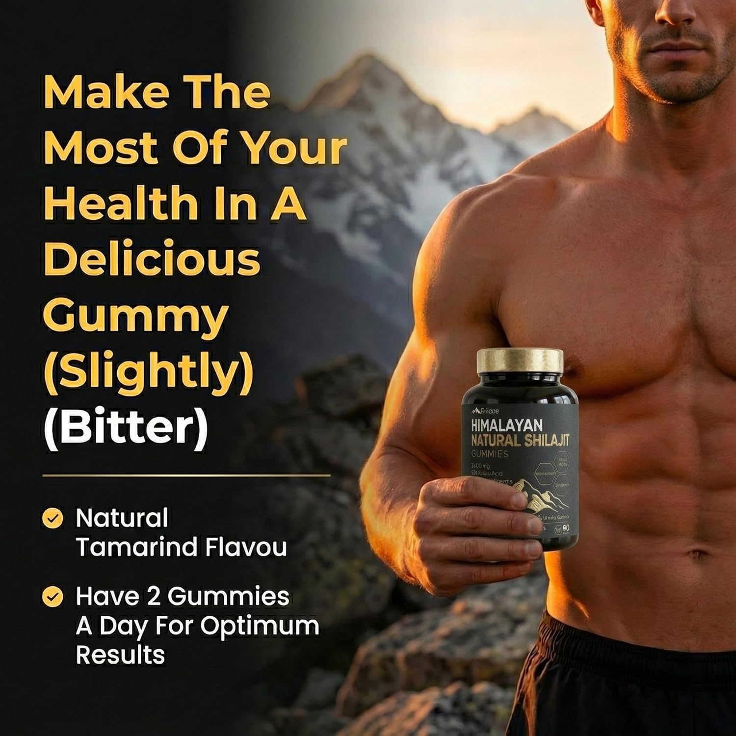 Himalayan Natural Shilajit Gummies, 3000mg for Kidney Support, 75% Fulvic Acid & 85+ Trace Minerals - Ashwagandha, Maca, Gokshura - Natural Energy & Vitality Supplement, 90 Count